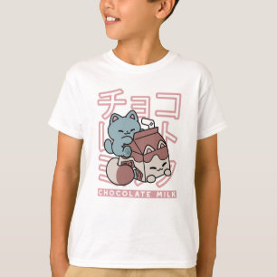 Camiseta Gato Kawaii com Leite de Chocolate – Arte Pop Japo