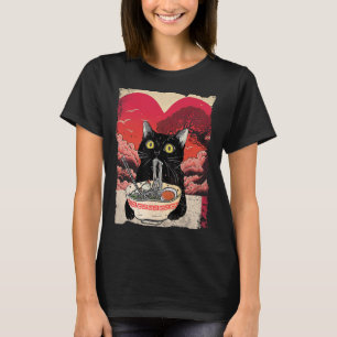 Camiseta Gato Kawaii Comendo Macarrão Ramen É Meu Valent