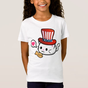 Camiseta Gato Kawaii de 4 de julho