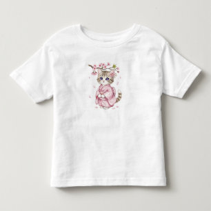 Camiseta Gato Kawaii debaixo do Ramo de Sakura, por Natasha