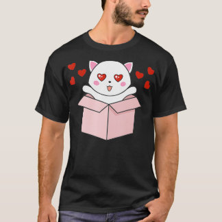 Camiseta Gato Kawaii Dia de os namorados Gatinho Cinto Cora