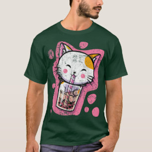 Camiseta Gato Kawaii Gato Borracha Chá Animas Japonesas ou