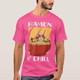 Camiseta Gato Kawaii Gato Ramen Bowl Japonês Sopa De Noodle