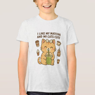 Camiseta Gato Kawaii Giro Gelado com Chá Verde Matcha