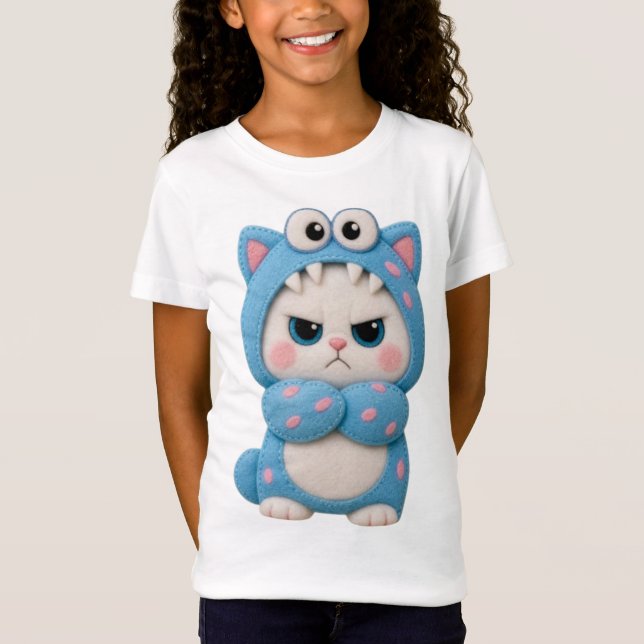 Camiseta Gato Kawaii Patchwork (Frente)