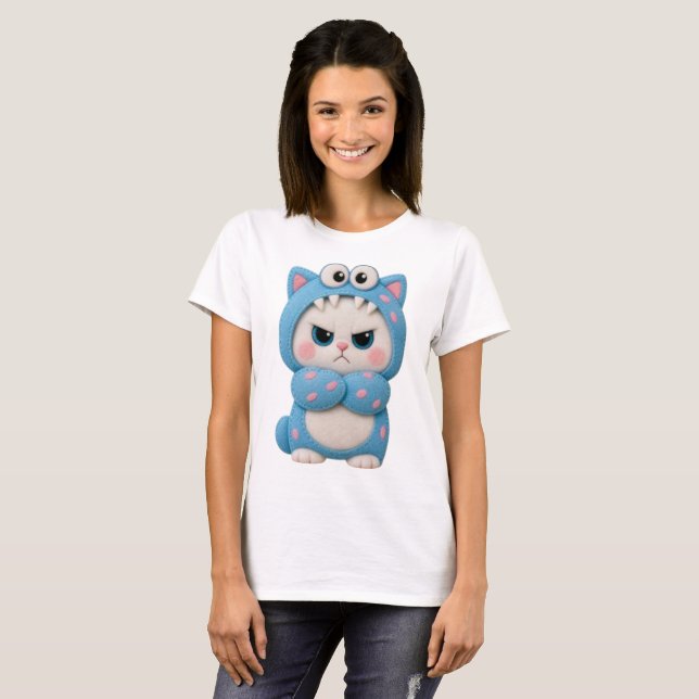Camiseta Gato Kawaii Patchwork (Frente Completa)