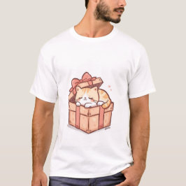 Camiseta Gato Kawaii Sonolento Fofo em Caixa de Presente -