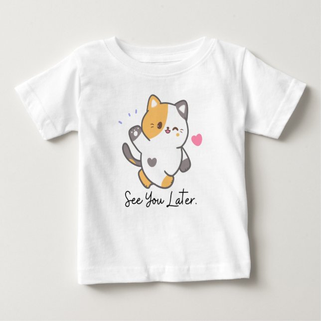Camiseta Gato Kawaii te vê mais tarde (Frente)