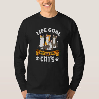 Camiseta Gato Kitty Citação Meta de Vida Pet Todos os Gatos