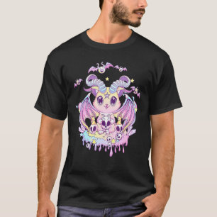 Camiseta Gato Krampus Pastel Gótico Gato Diabo Sinistro E C