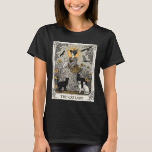 Camiseta Gato Lady Tarot Card Vintage Gótica Mulheres Gótic