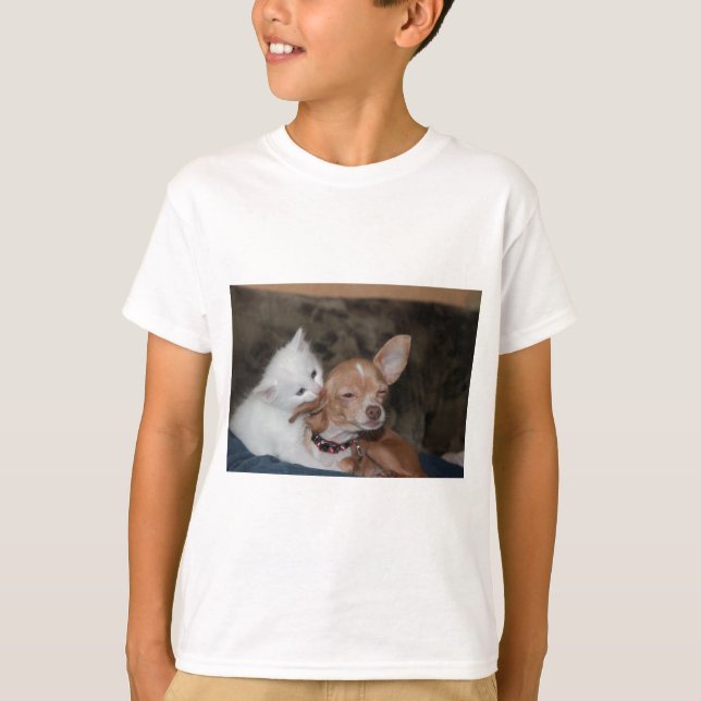 Camiseta Gato lambendo Cachorro (Frente)