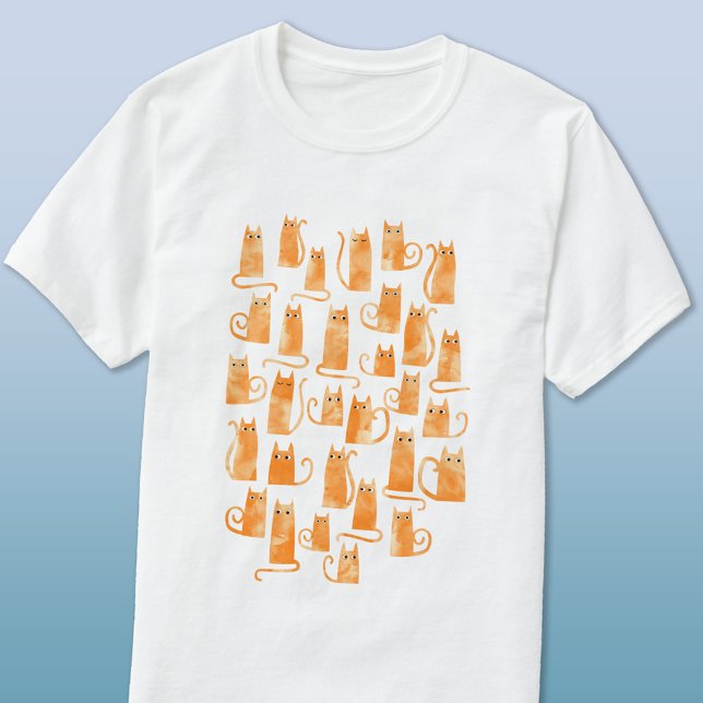 Camiseta Gato Laranja (Orange ginger cat watercolor t-shirt)