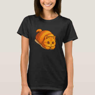 Camiseta Gato Laranja Adorável em Forma de Croissant, Ama G