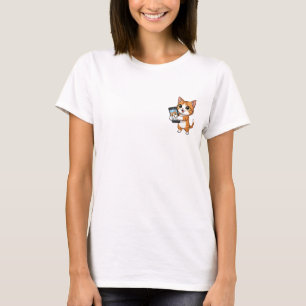 Camiseta Gato Laranja Adorável Tirando uma Selfie