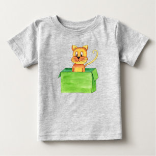 Camiseta Gato Laranja Bobo Brincando Em Uma Caixa