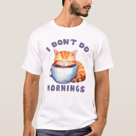Camiseta Gato Laranja Bonito - Eu não faço manhãs