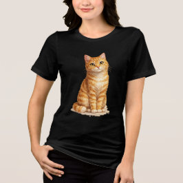 Camiseta Gato Laranja com Listras Clipart