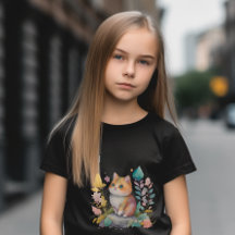 Gato Laranja de Aquarela com Flores