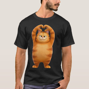 Camiseta Gato Laranja Engraçado Coração Patas Mãos Sinal Di