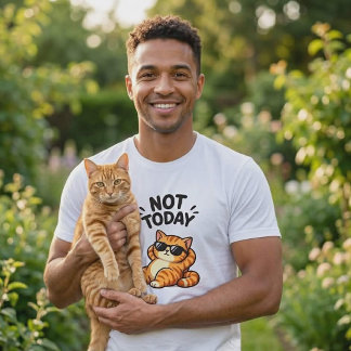 Camiseta Gato Laranja Engraçado Não Hoje
