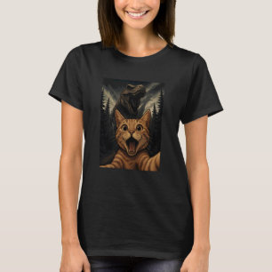 Camiseta Gato Laranja Engraçado Selfie Dinossauro Trex Aman
