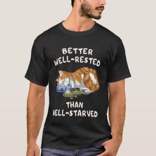 Camiseta Gato Laranja Fofo Dormindo Cheio e Feliz Humor