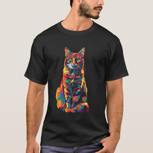 Camiseta Gato Laranja Gato Tabby Popart (Frente)