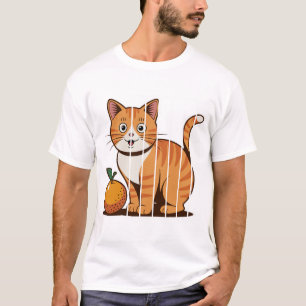 Camiseta Gato Laranja Kawaii Adorável Arte de Gatinho de Fr