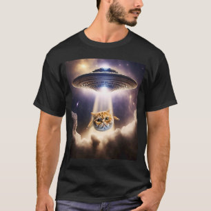 Camiseta Gato Laranja OVNI Espaço Alienígena Gatinho Gelado