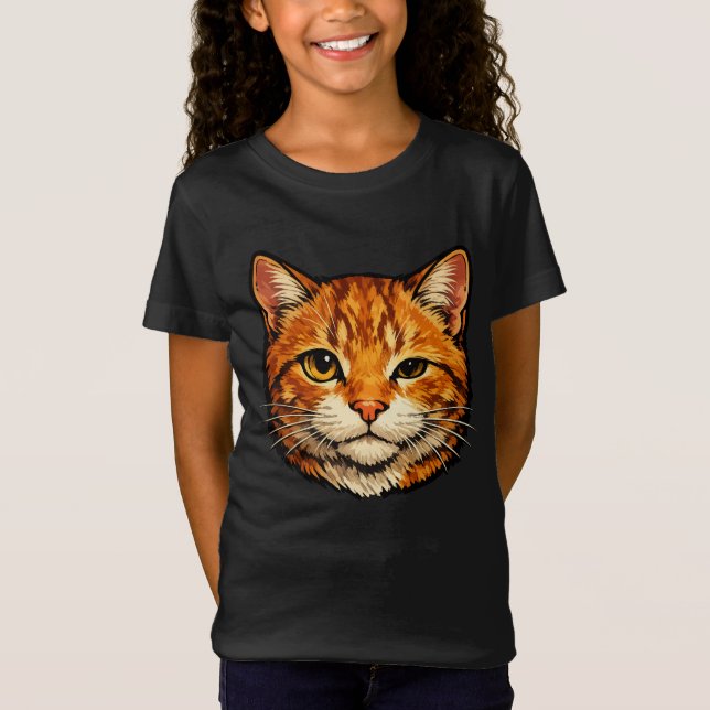 Camiseta Gato Laranja Tabby Curioso (Frente)