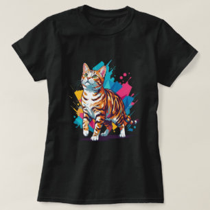 Camiseta Gato Laranja Tabby Design Pop Art Splash