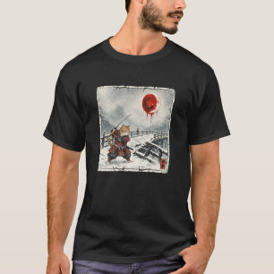 Camiseta Gato Laranja Tabby Samurai Guerreiro Vintage Japon