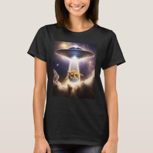 Camiseta Gato Laranja UFO Alien Espacial Gatinho Fofo Raio