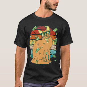 Camiseta Gato Legal Antigo Com Dinheiro Óculos De Sol Moeda