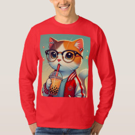 Camiseta Gato legal bebendo boba