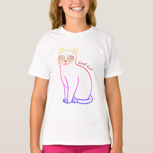 Camiseta Gato legal com óculos de sol Cotovelo-Arco-Íris