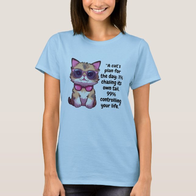 Camiseta Gato legal com sombras - Gatinho bonito Vestindo v (Frente)