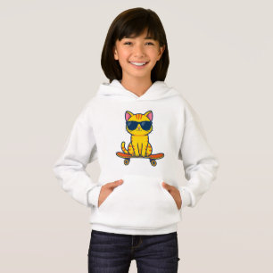 Camiseta Gato Legal de Skate Usando Óculos de Sol Cartoon