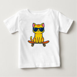 Camiseta Gato Legal de Skate Usando Óculos de Sol Cartoon