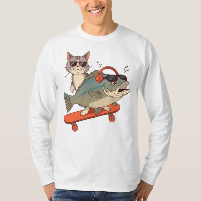 Camiseta Gato legal e Carpa no skate (Frente)