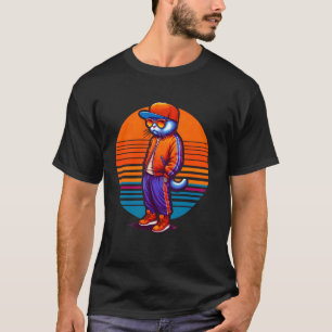 Camiseta Gato Legal Estilo Urbano Moderno Arte Retro Pôr do