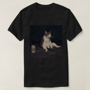 Camiseta Gato Legal Fumando com Lata de Cerveja Vista Notur