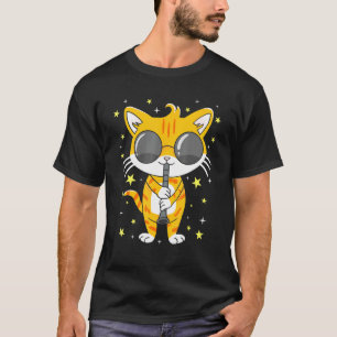 Camiseta Gato legal Joga Pets Clarinet Com Instrumento Musi