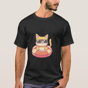 Camiseta Gato Legal nas Férias de Verão Viagem Quadrinhos