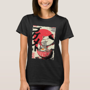 Camiseta Gato Legal Ramen Estética Arte Japonesa Neko Ani