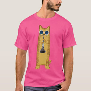 Camiseta Gato Legal Tocando Clarinete Hippy Hipster Kitty