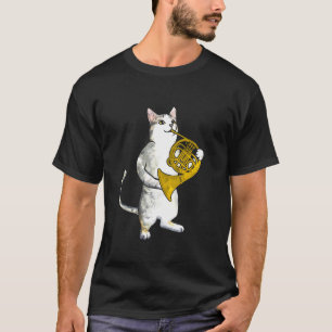Camiseta Gato Legal Tocando Música de Trompa Orquestra Mu