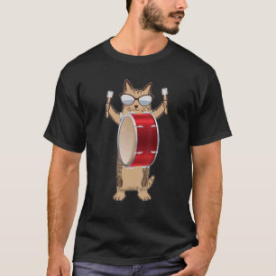 Camiseta Gato Legal Tocando o Bumbo Kit de Percussão
