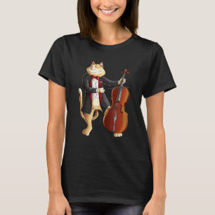 Camiseta Gato Legal Tocando Violoncelo Pla Funny Kitten Ins